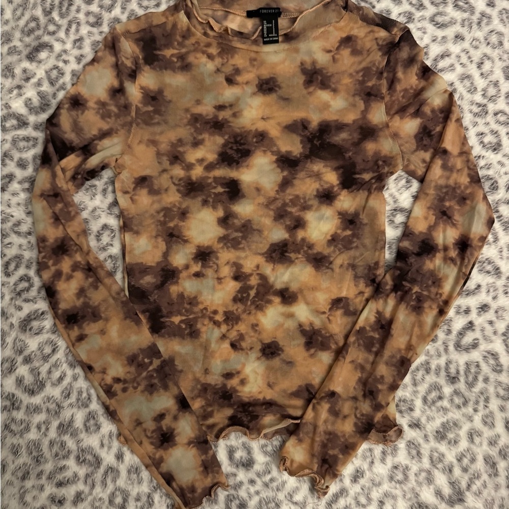 Forever 21 Pink and Purple Fitted Long Sleeve Tee